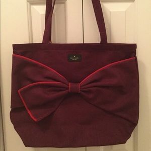 Kate Spade Burgundy Tote with Red Accents